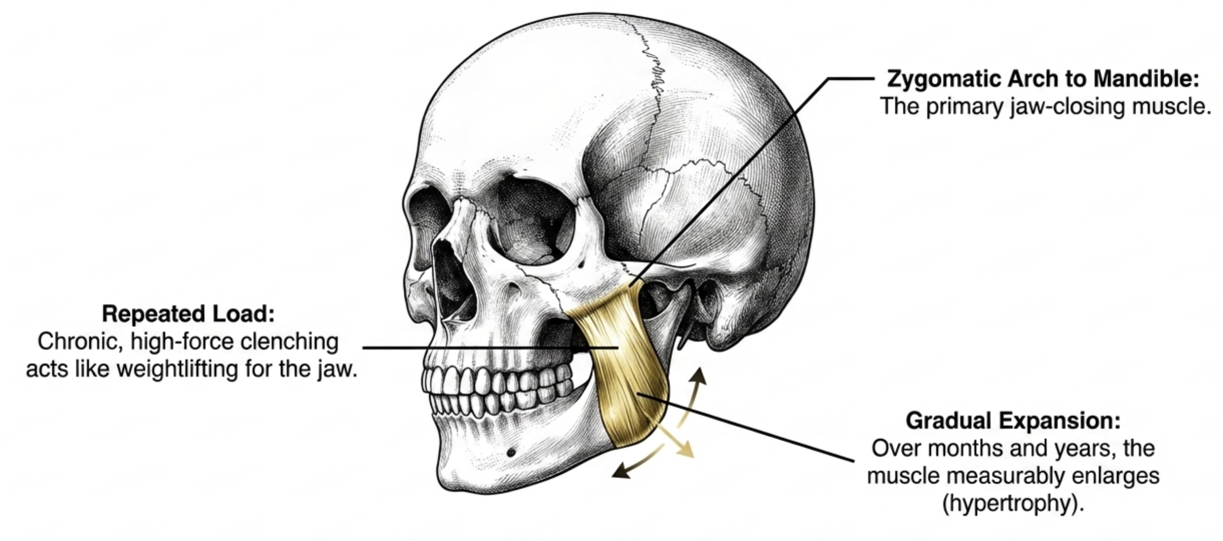 jaw muscle masseter prominence from bruxism grinding comparison