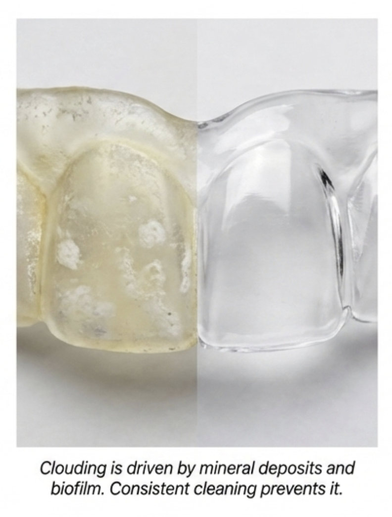 night guard before and after cleaning comparison cloudy vs clear