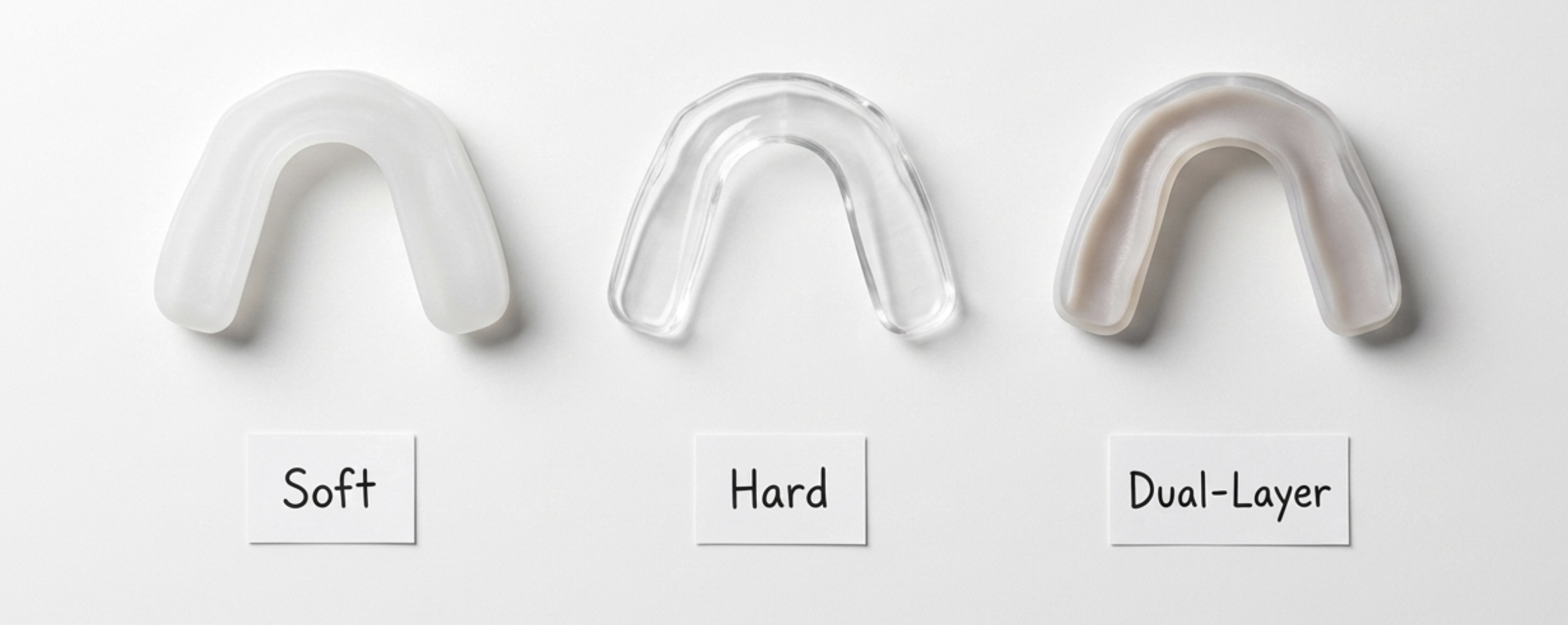 soft hard and dual-layer occlusal guard types comparison
